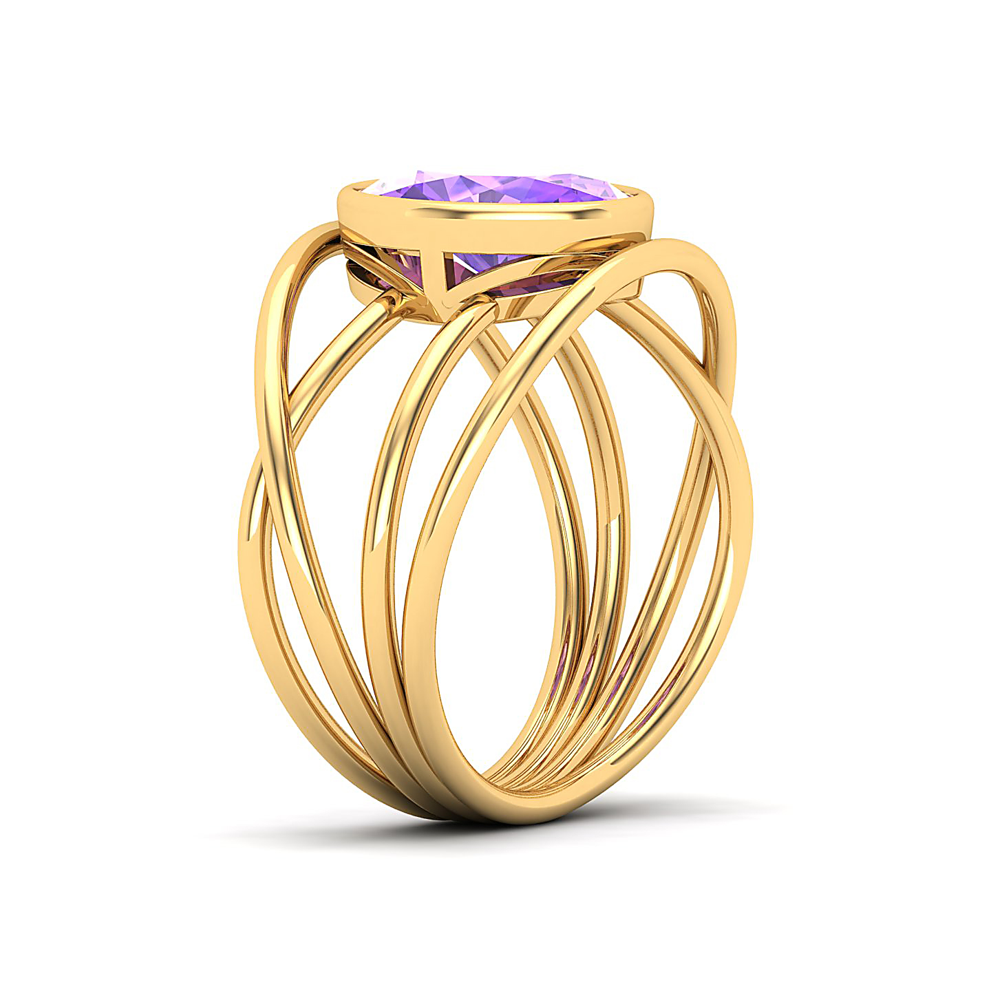 Twirling Amethyst Gold Ring