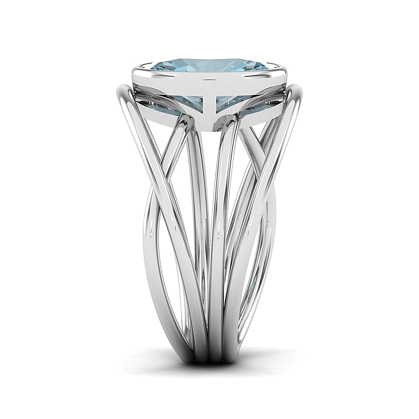 Twirling Aquamarine Gold Ring