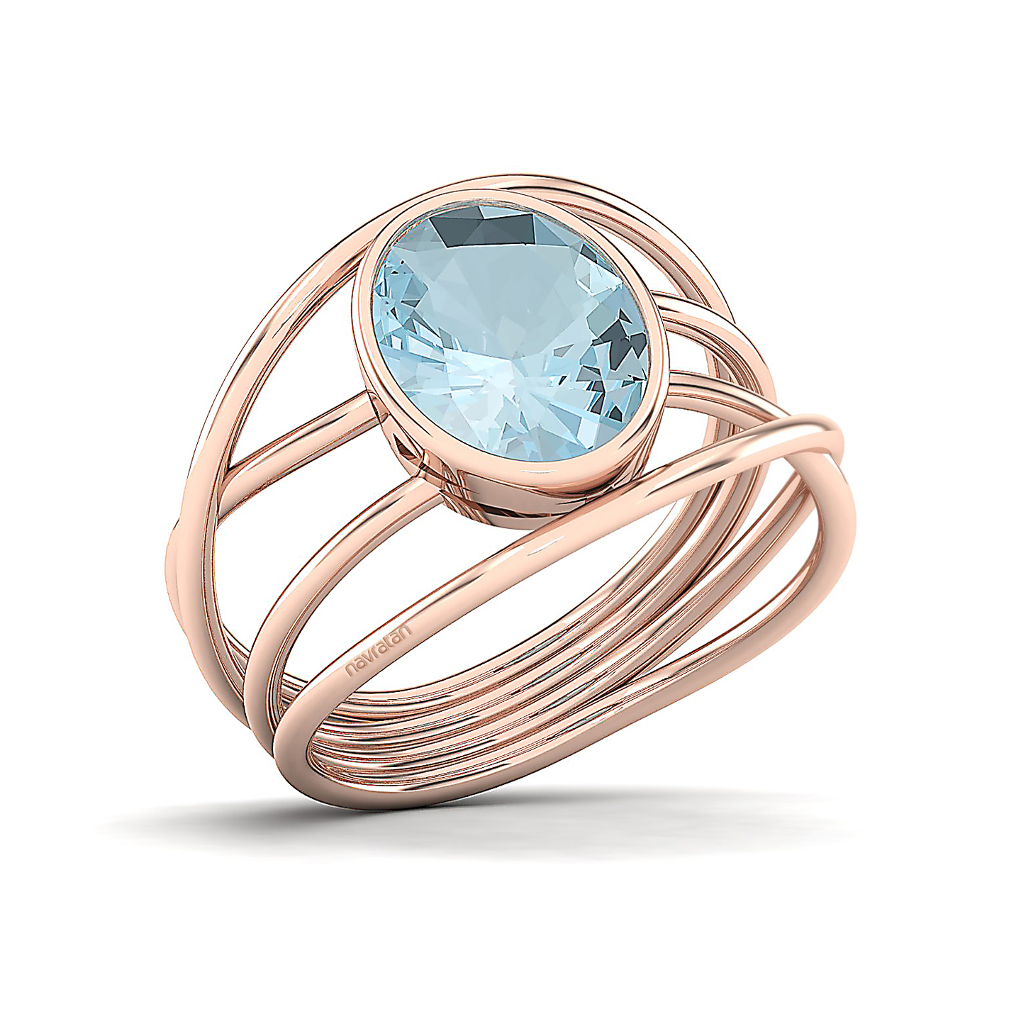 Twirling Aquamarine Gold Ring