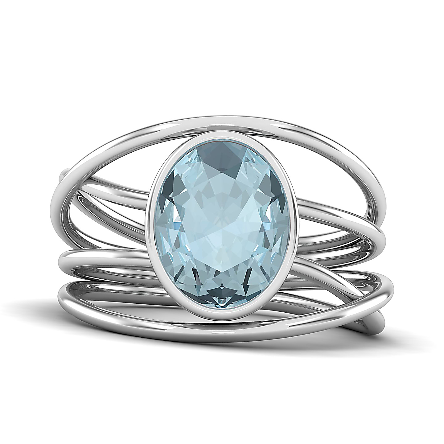 Twirling Aquamarine Gold Ring