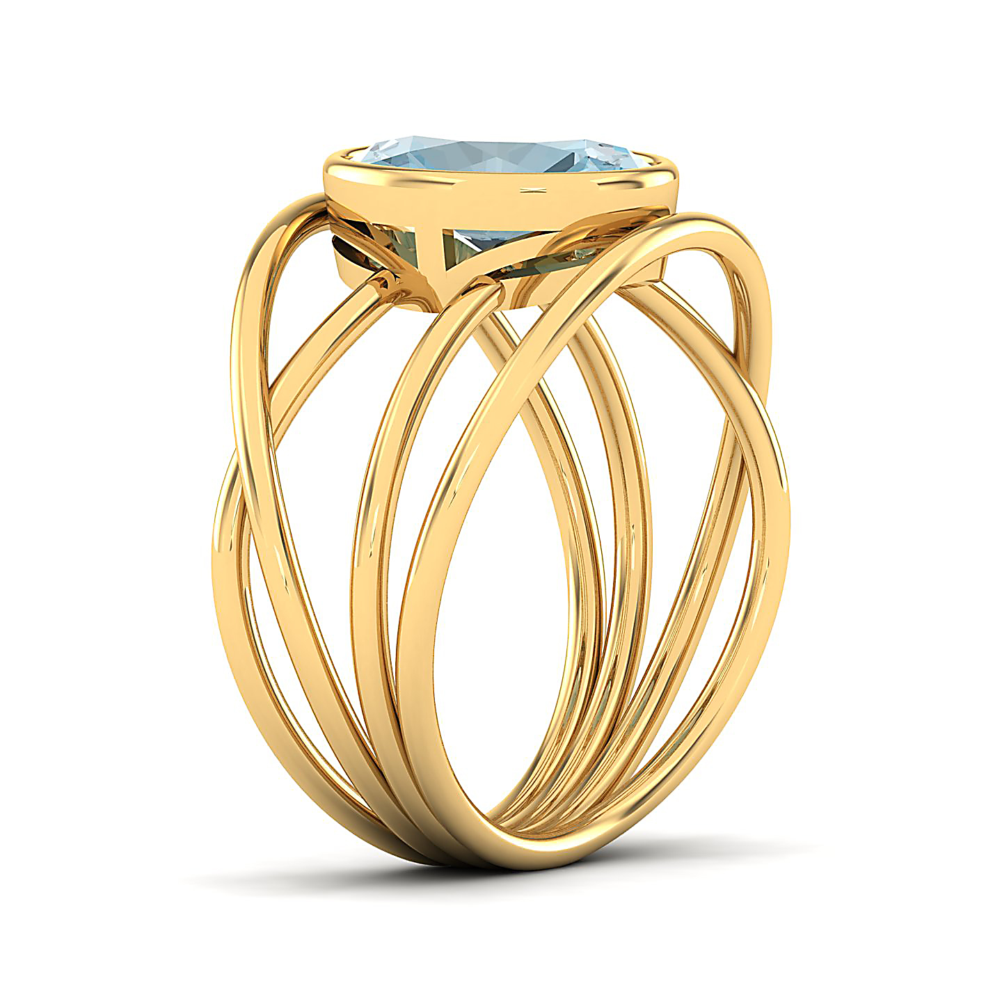 Twirling Aquamarine Gold Ring