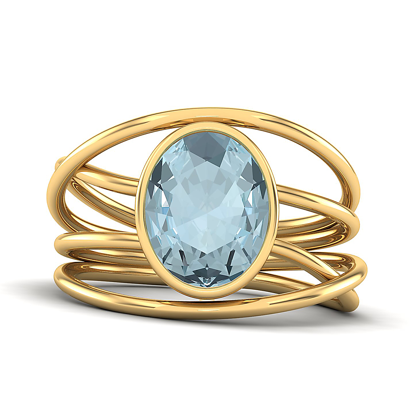Twirling Aquamarine Gold Ring