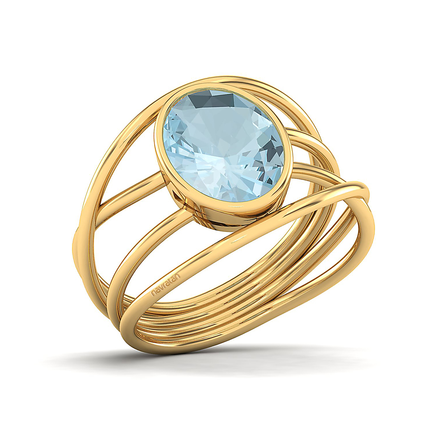 Twirling Aquamarine Gold Ring