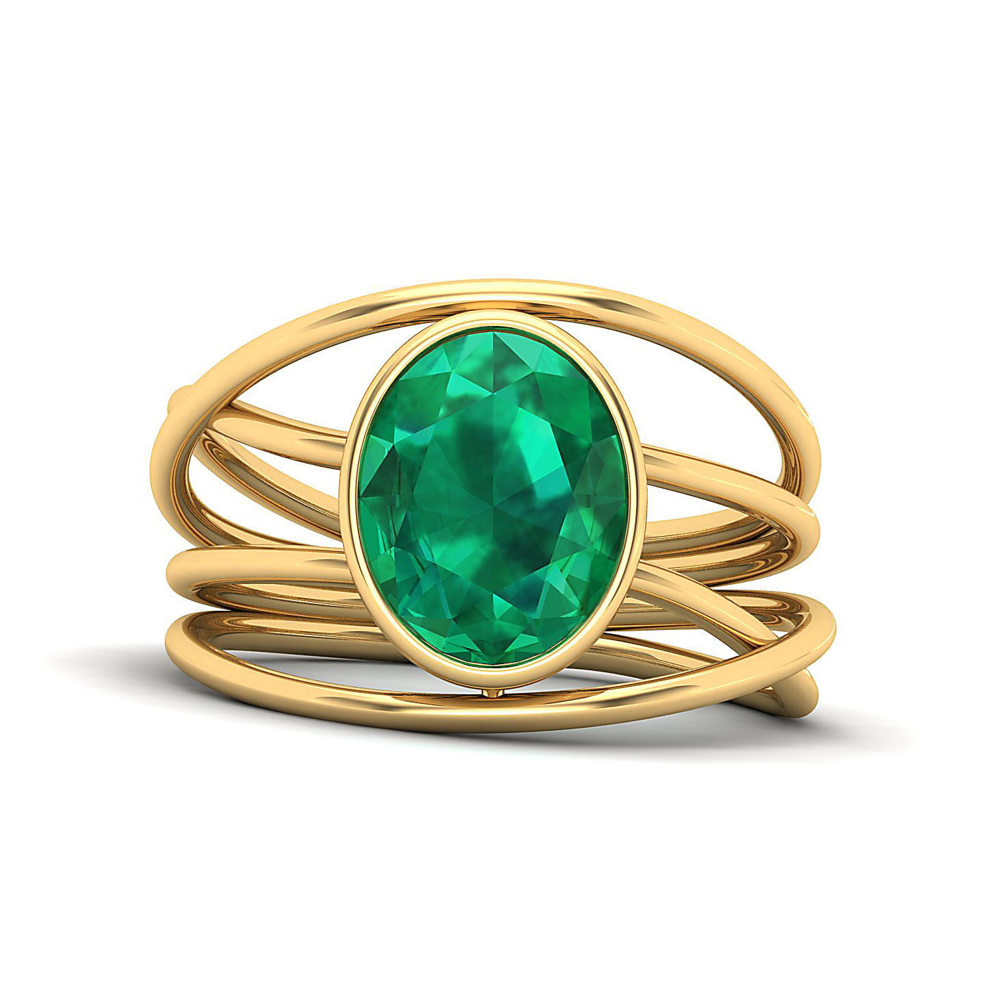Twirling Emerald Gold Ring