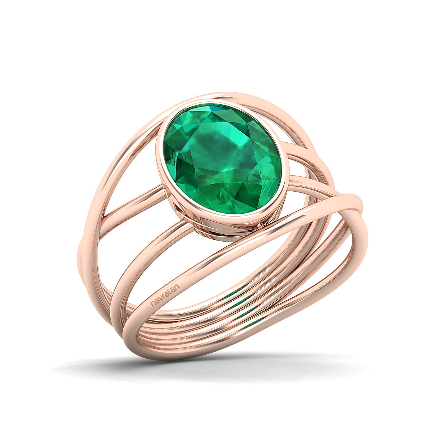 Twirling Emerald Gold Ring