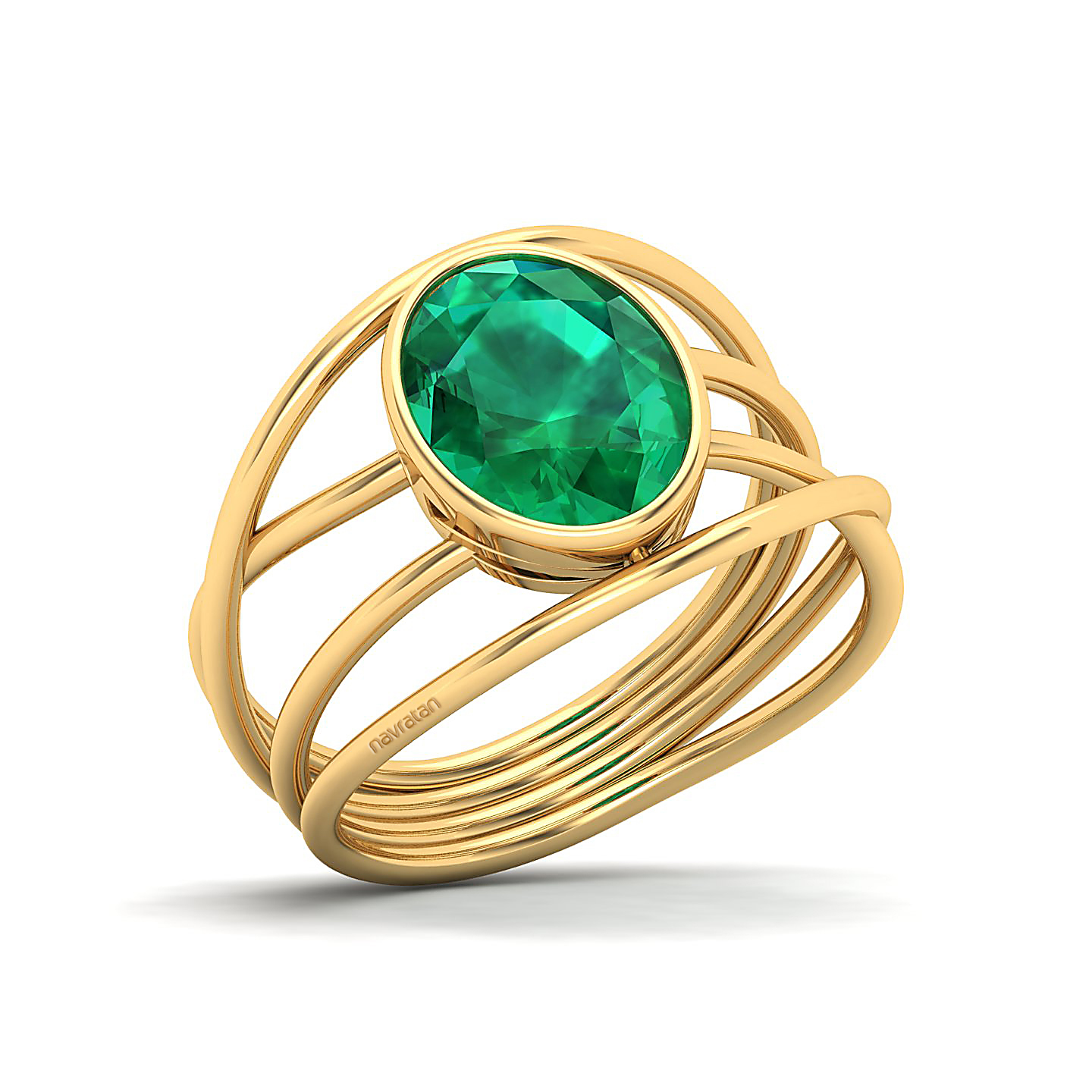 Twirling Emerald Gold Ring