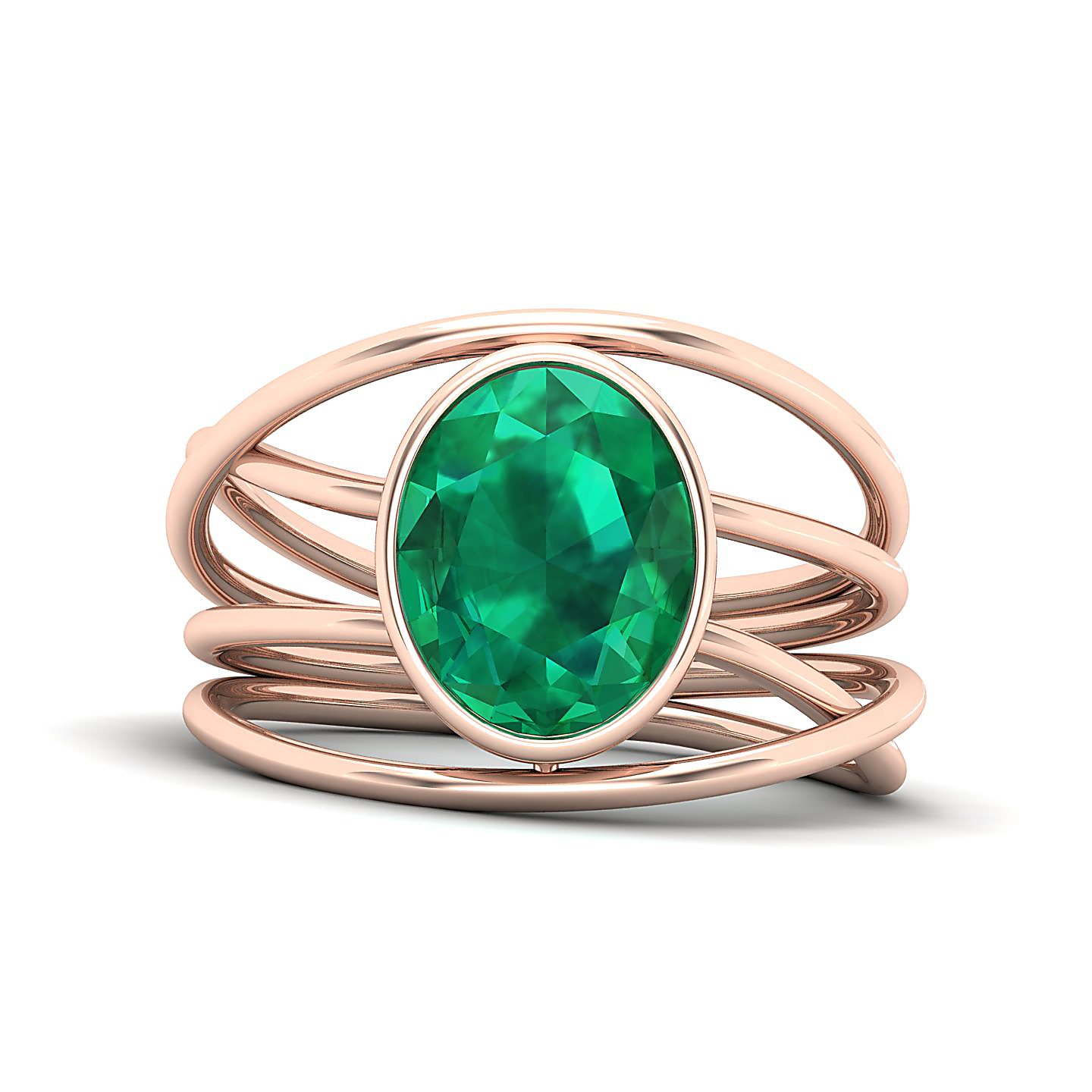 Twirling Emerald Gold Ring