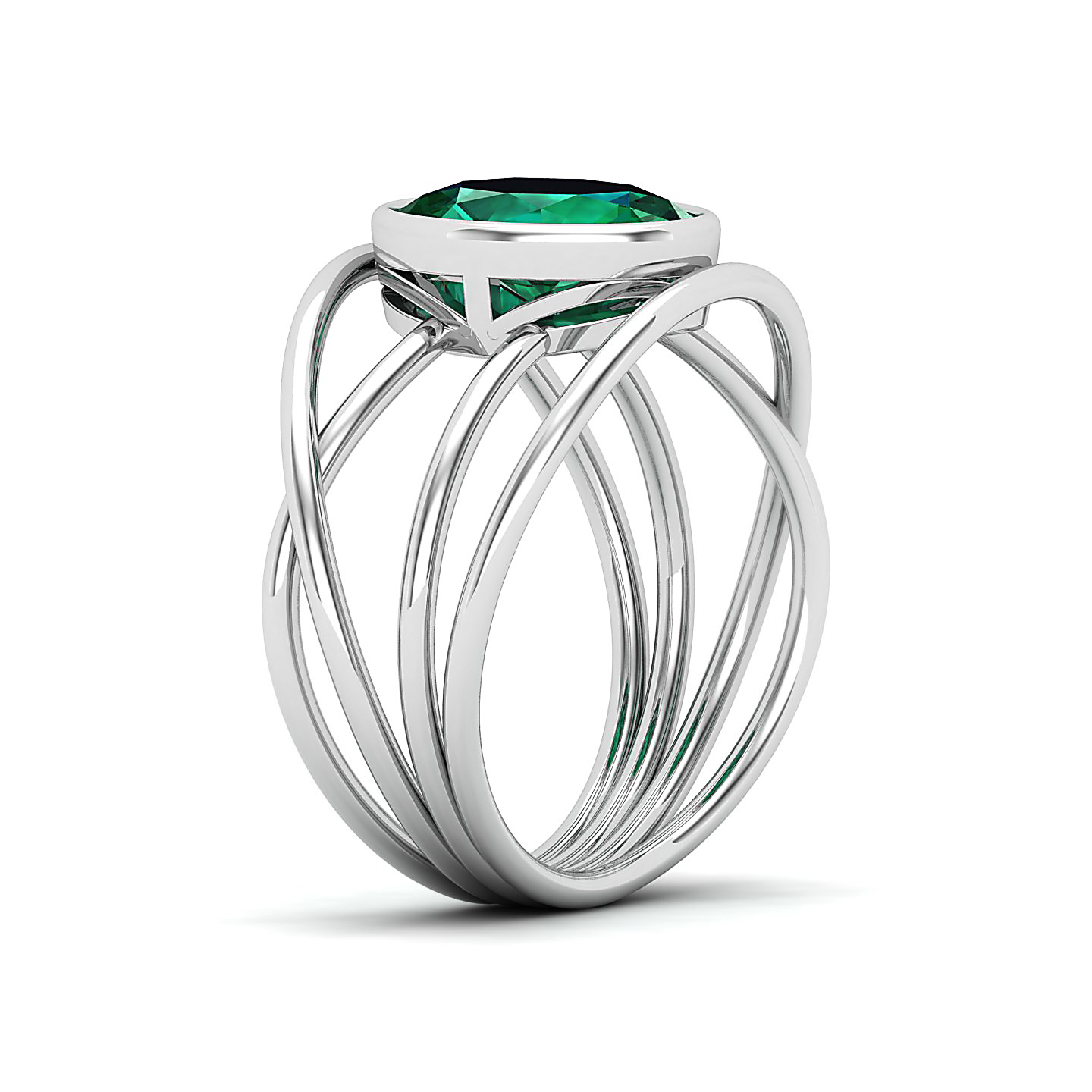 Twirling Emerald Gold Ring