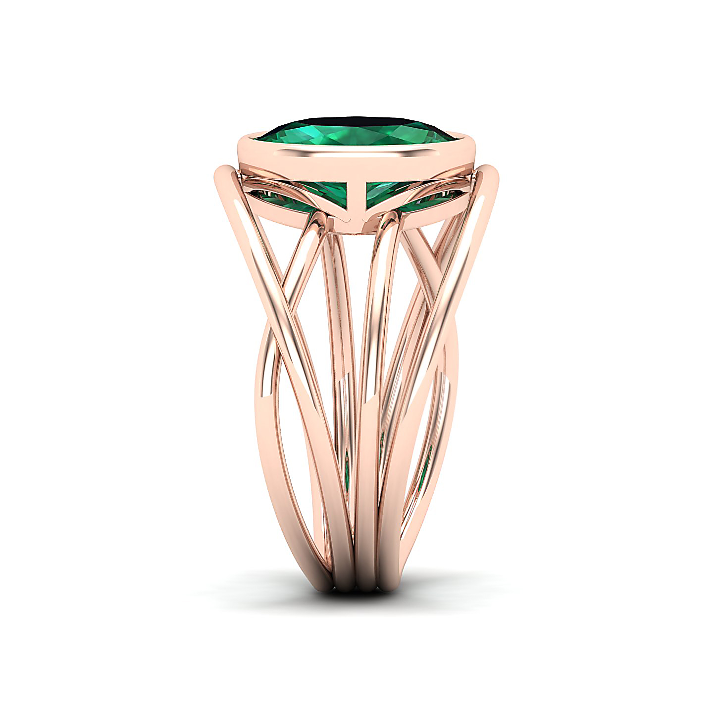 Twirling Emerald Gold Ring