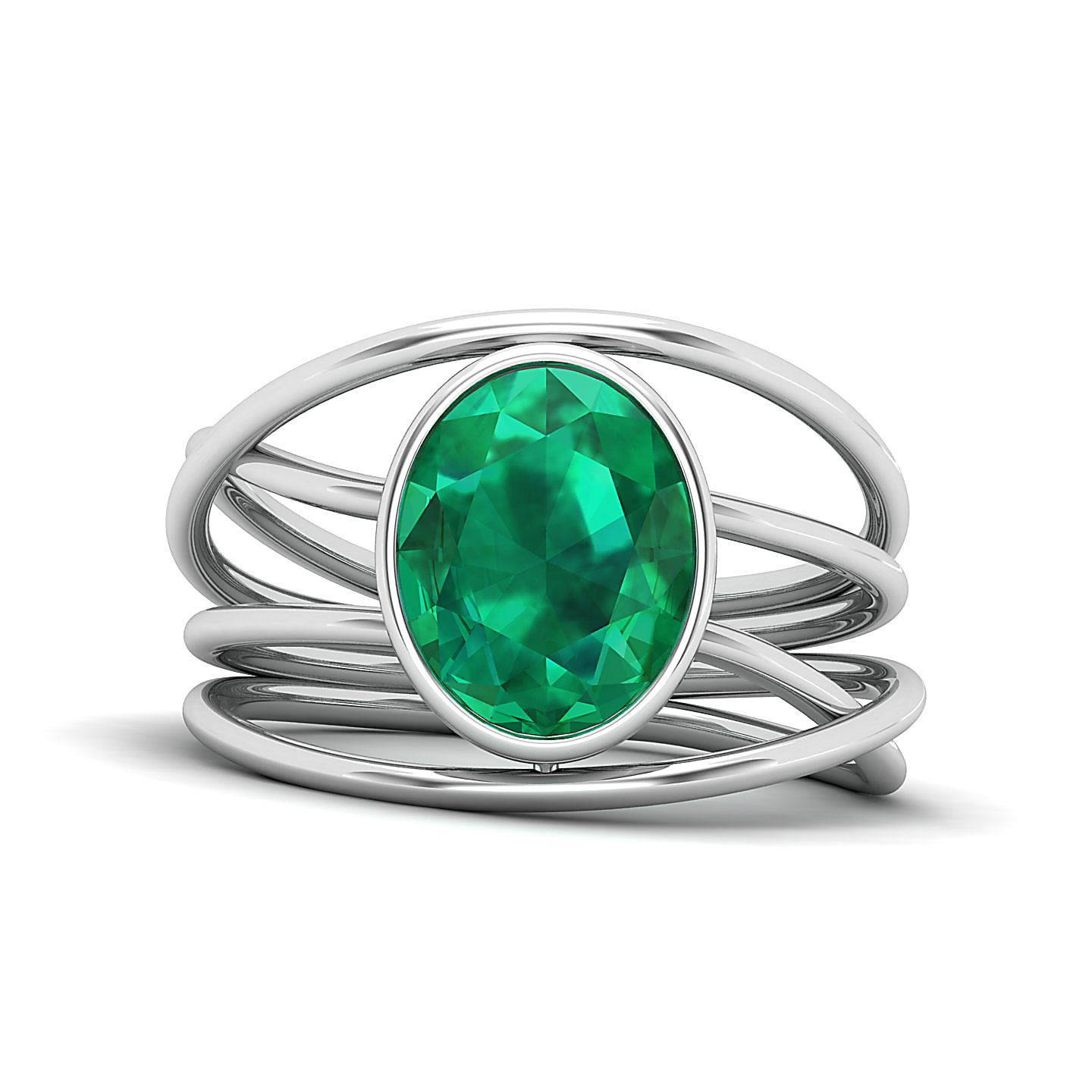 Twirling Emerald Gold Ring