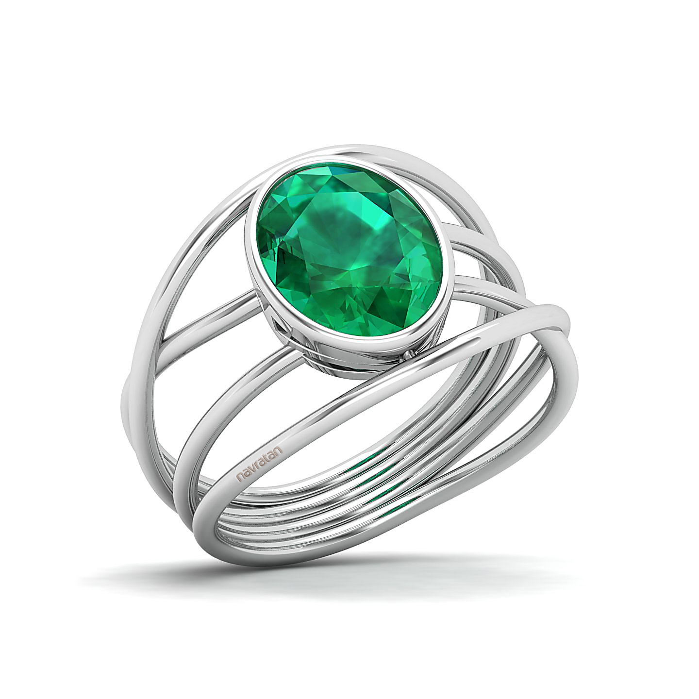 Twirling Emerald Gold Ring