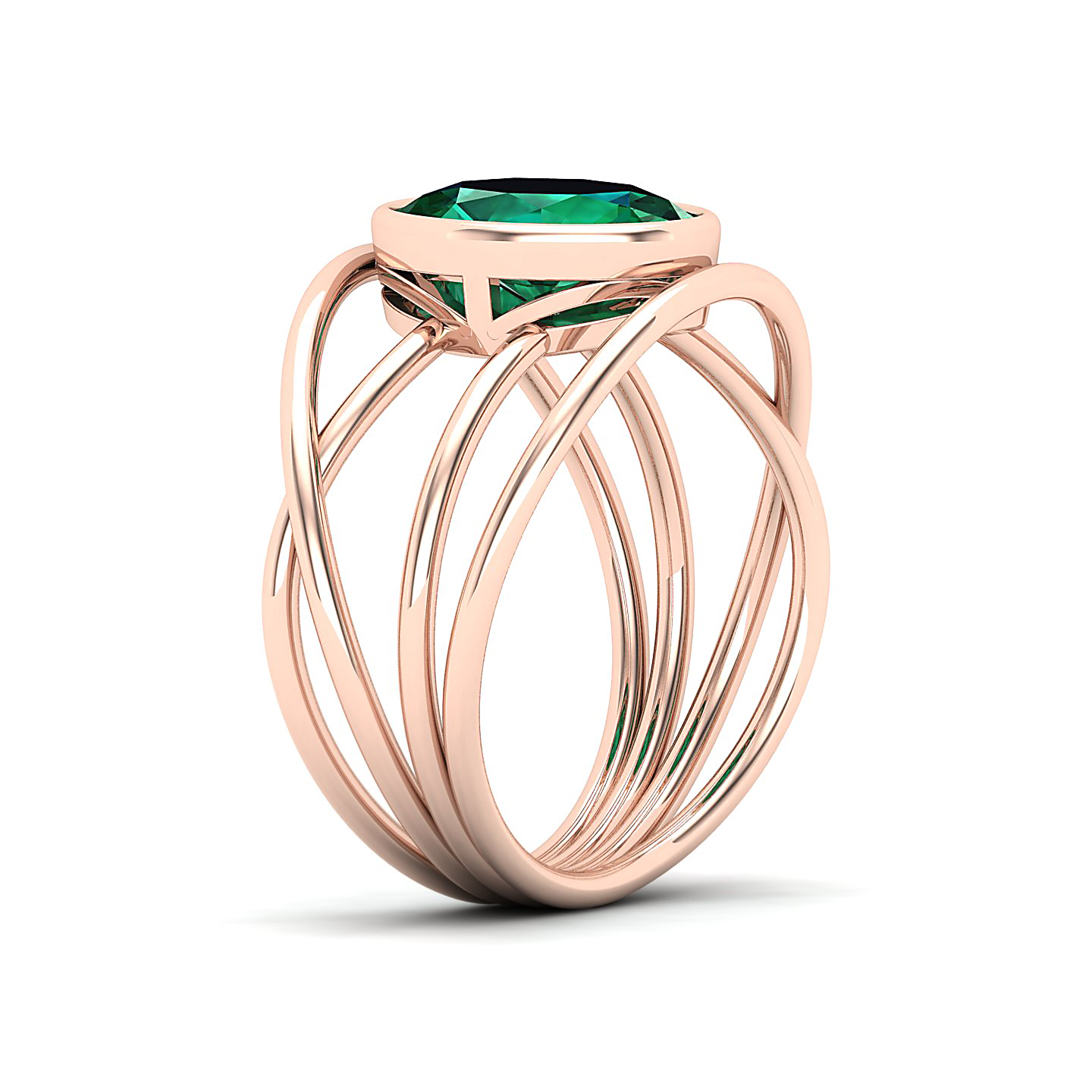 Twirling Emerald Gold Ring