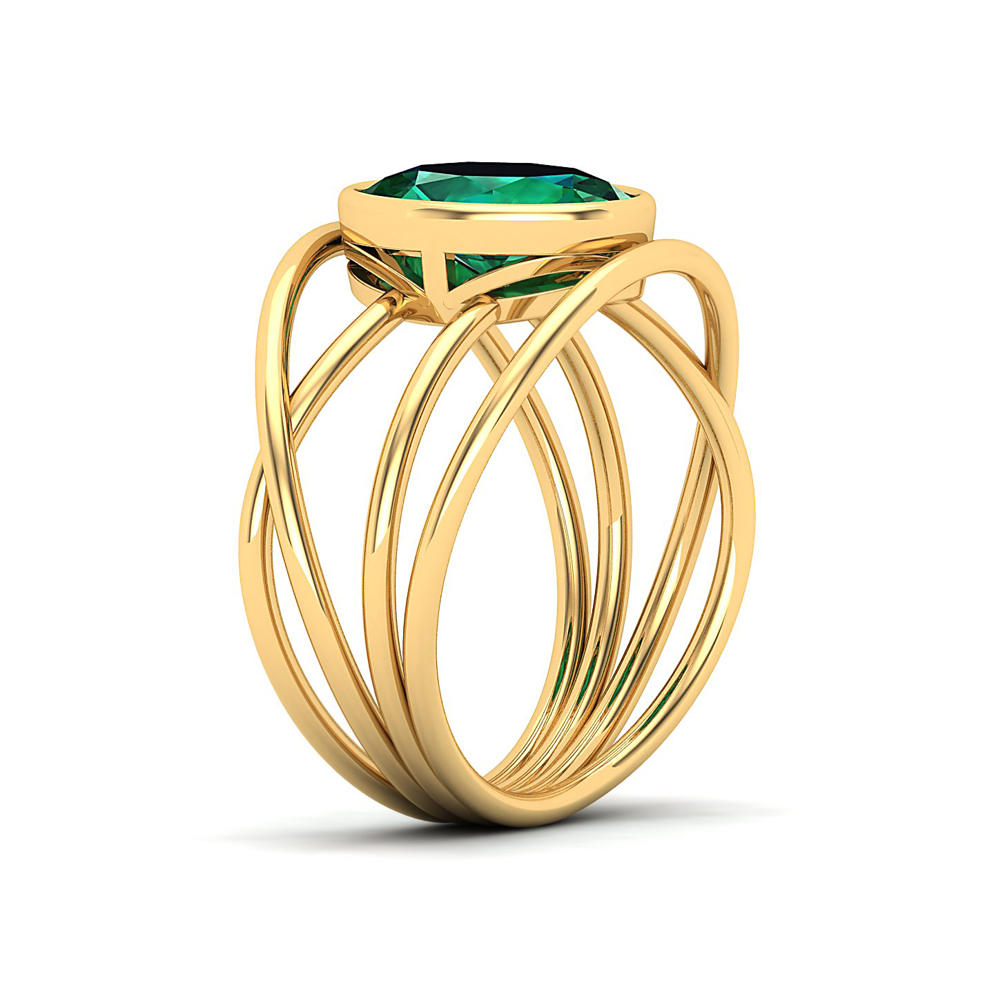 Twirling Emerald Gold Ring