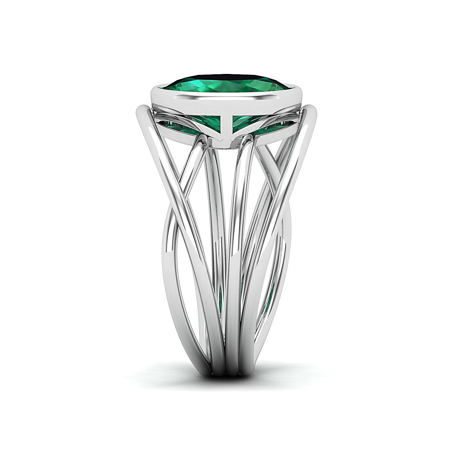 Twirling Emerald Gold Ring