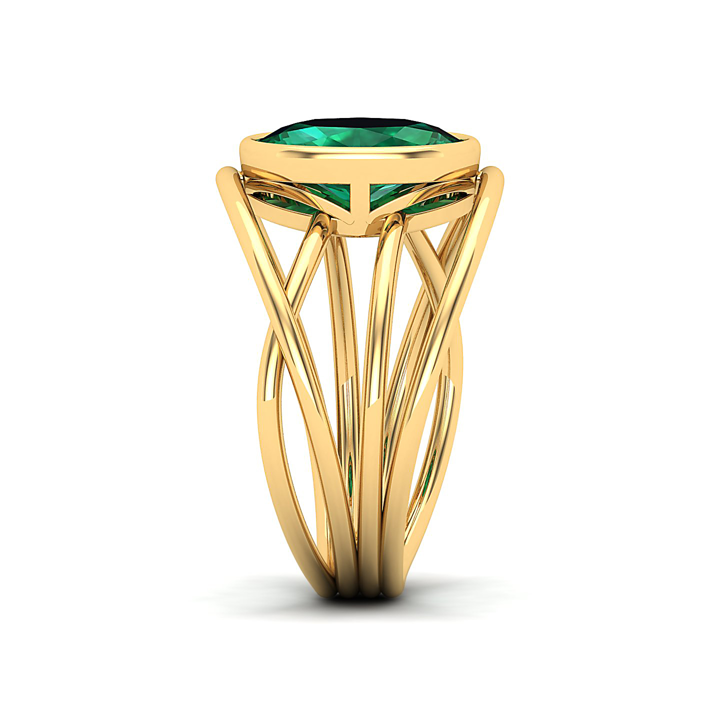 Twirling Emerald Gold Ring