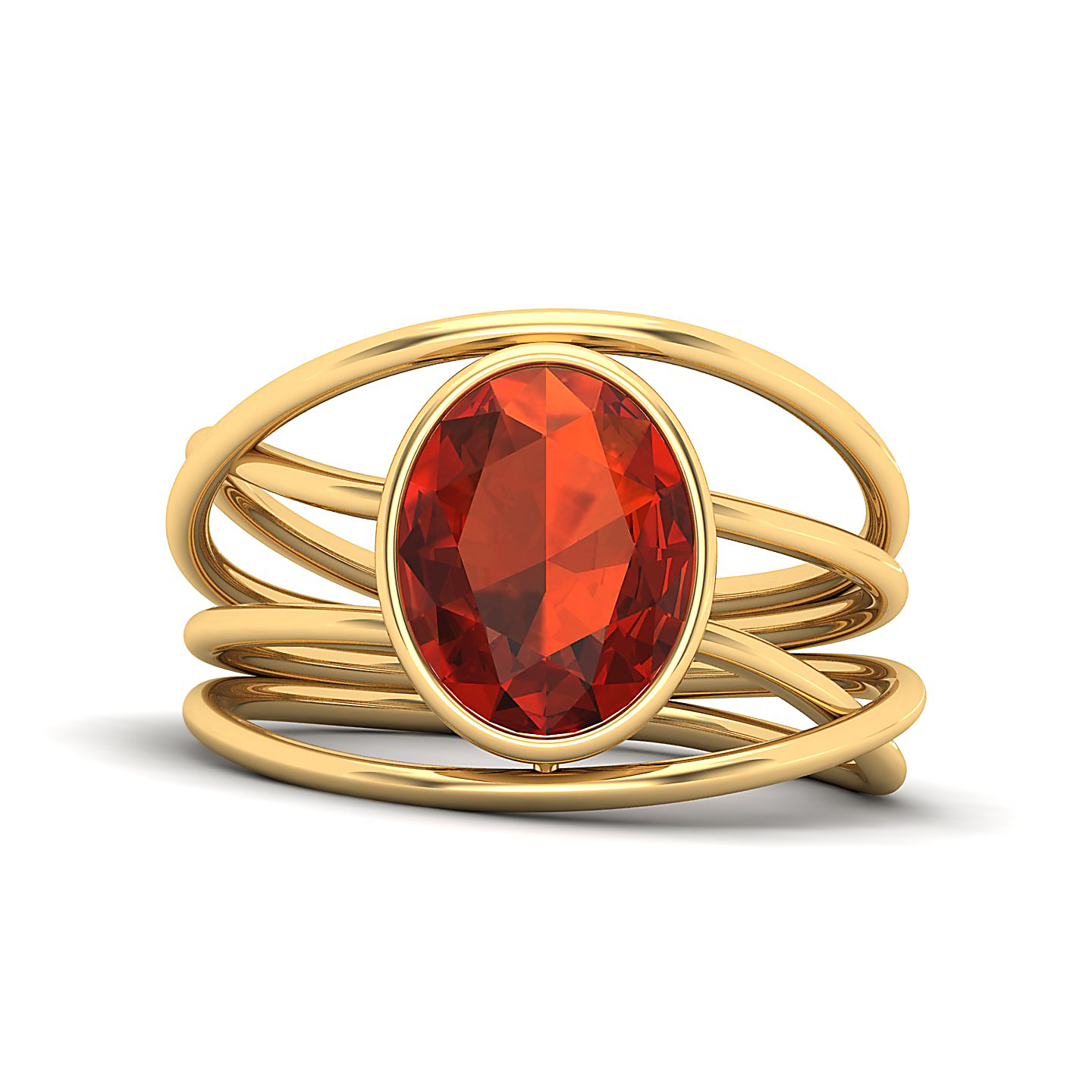 Twirling Hessonite Gold Ring
