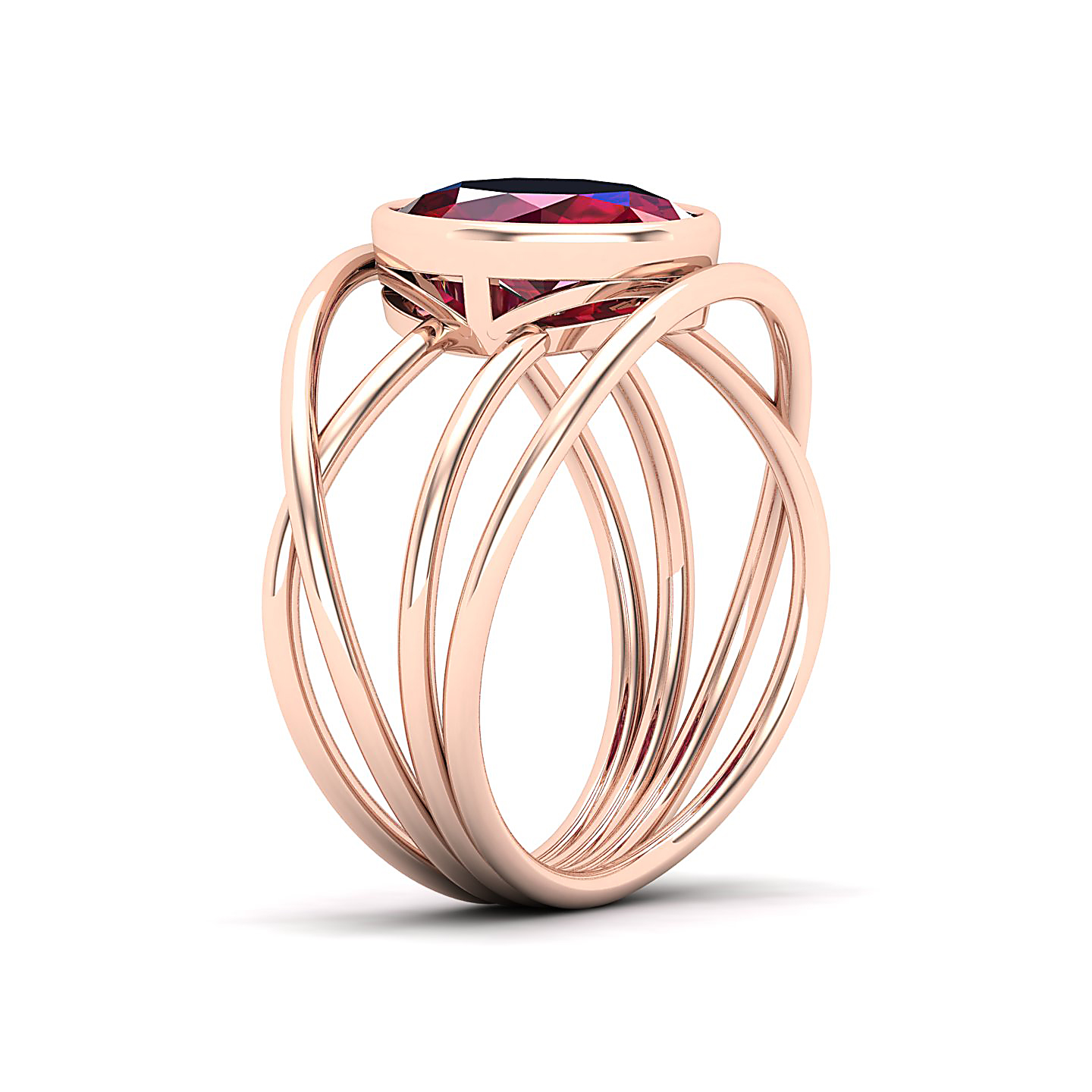 Twirling Ruby Gold Ring