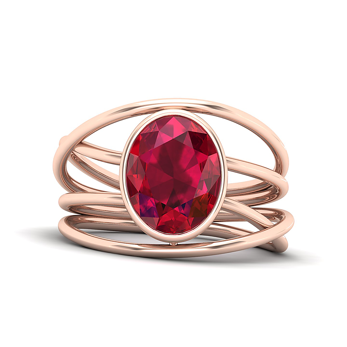 Twirling Ruby Gold Ring