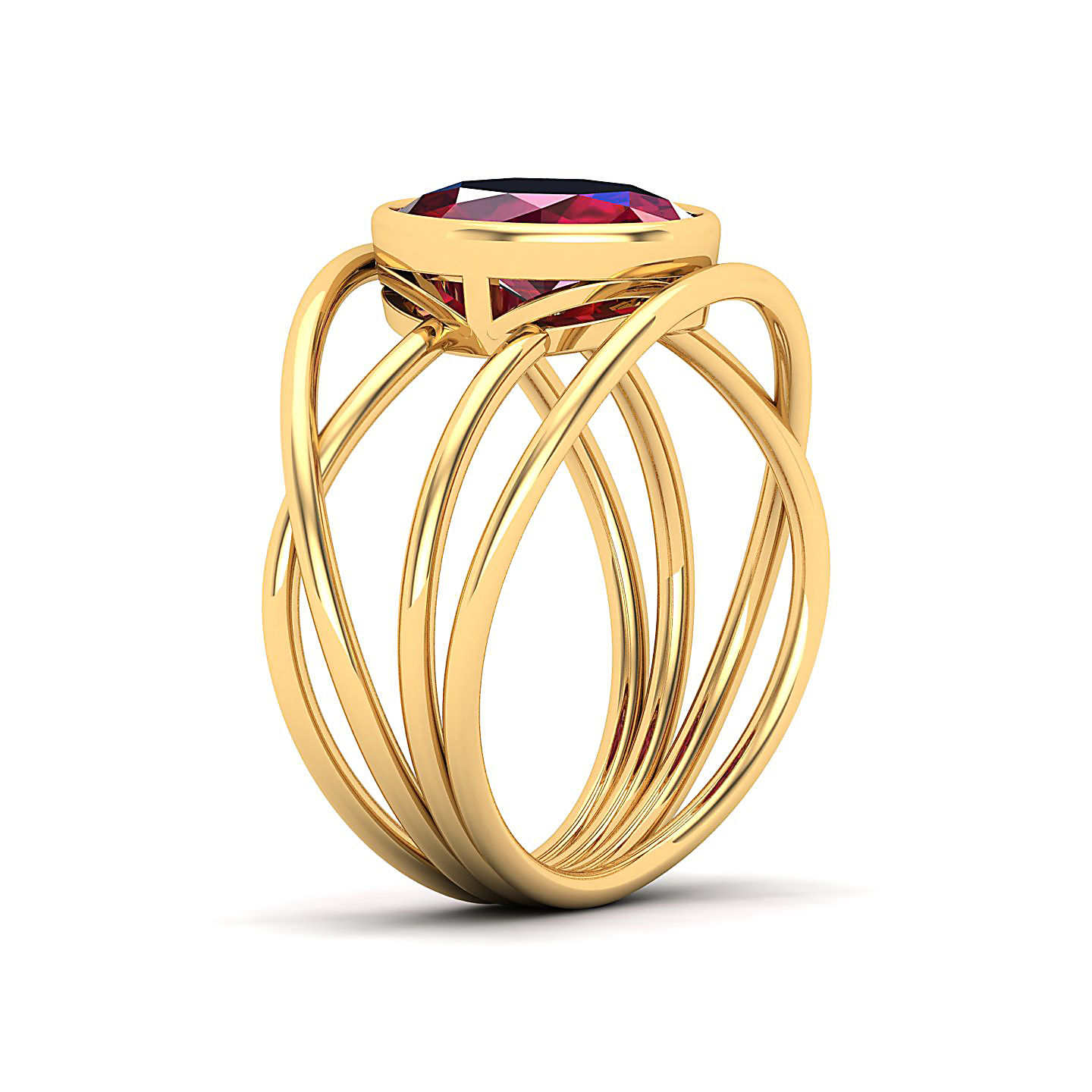 Twirling Ruby Gold Ring