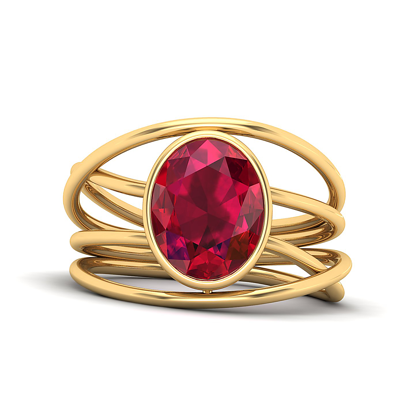 Twirling Ruby Gold Ring