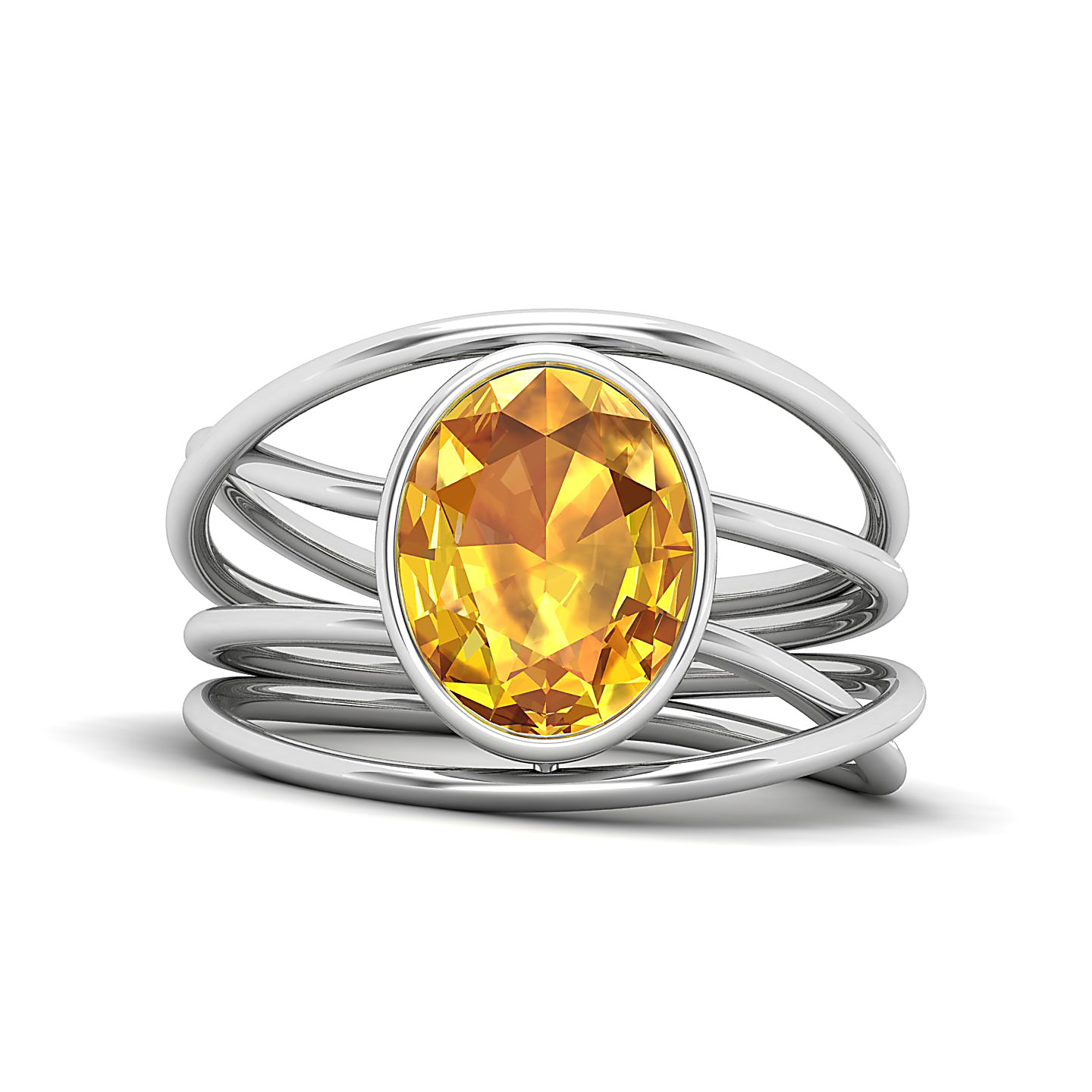 Twirling Yellow Sapphire Gold Ring