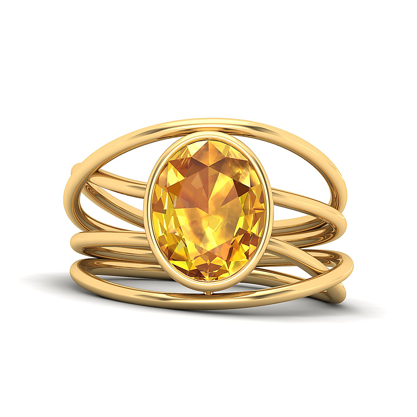 Twirling Yellow Sapphire Gold Ring