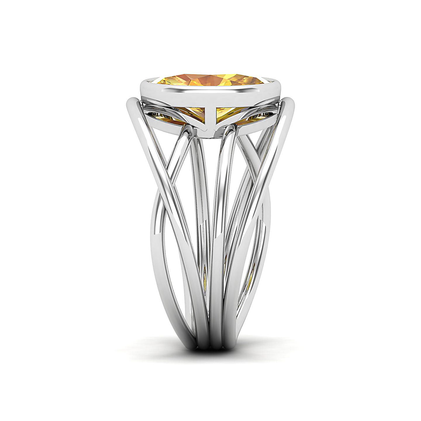 Twirling Yellow Sapphire Gold Ring