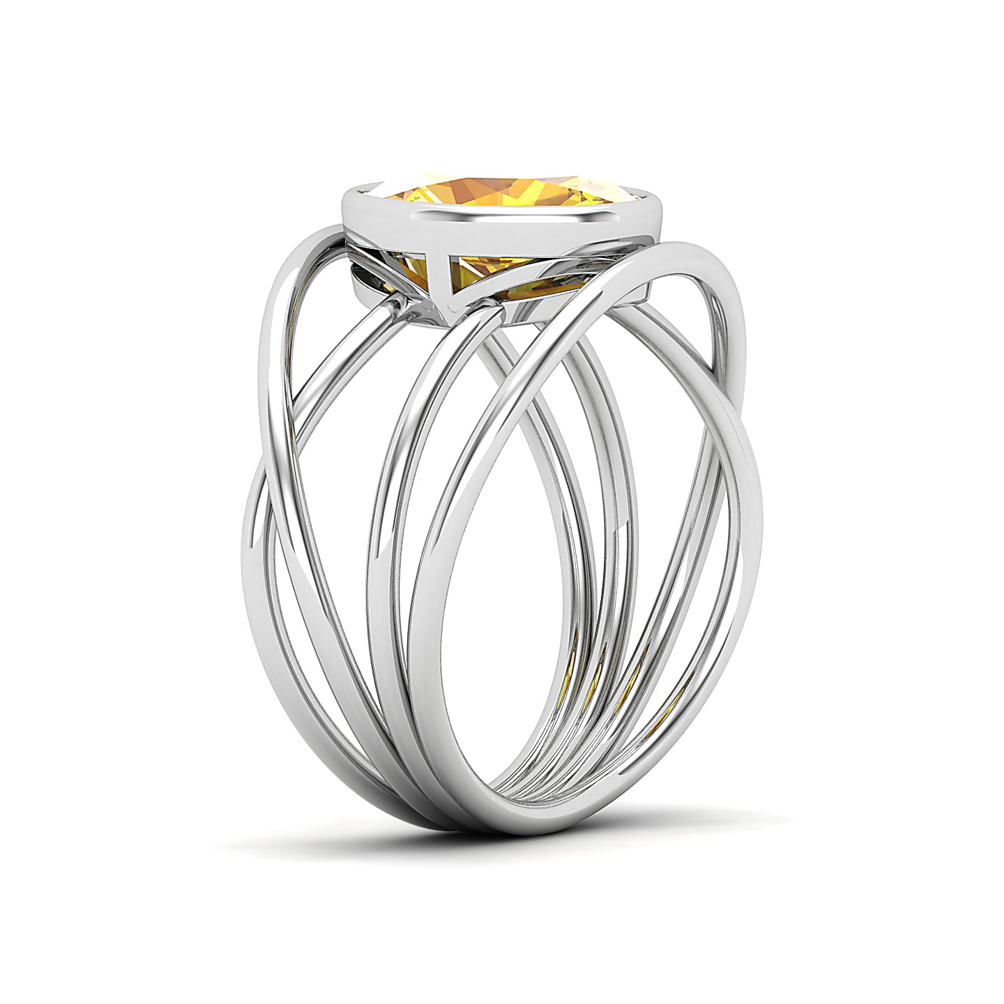 Twirling Yellow Sapphire Gold Ring