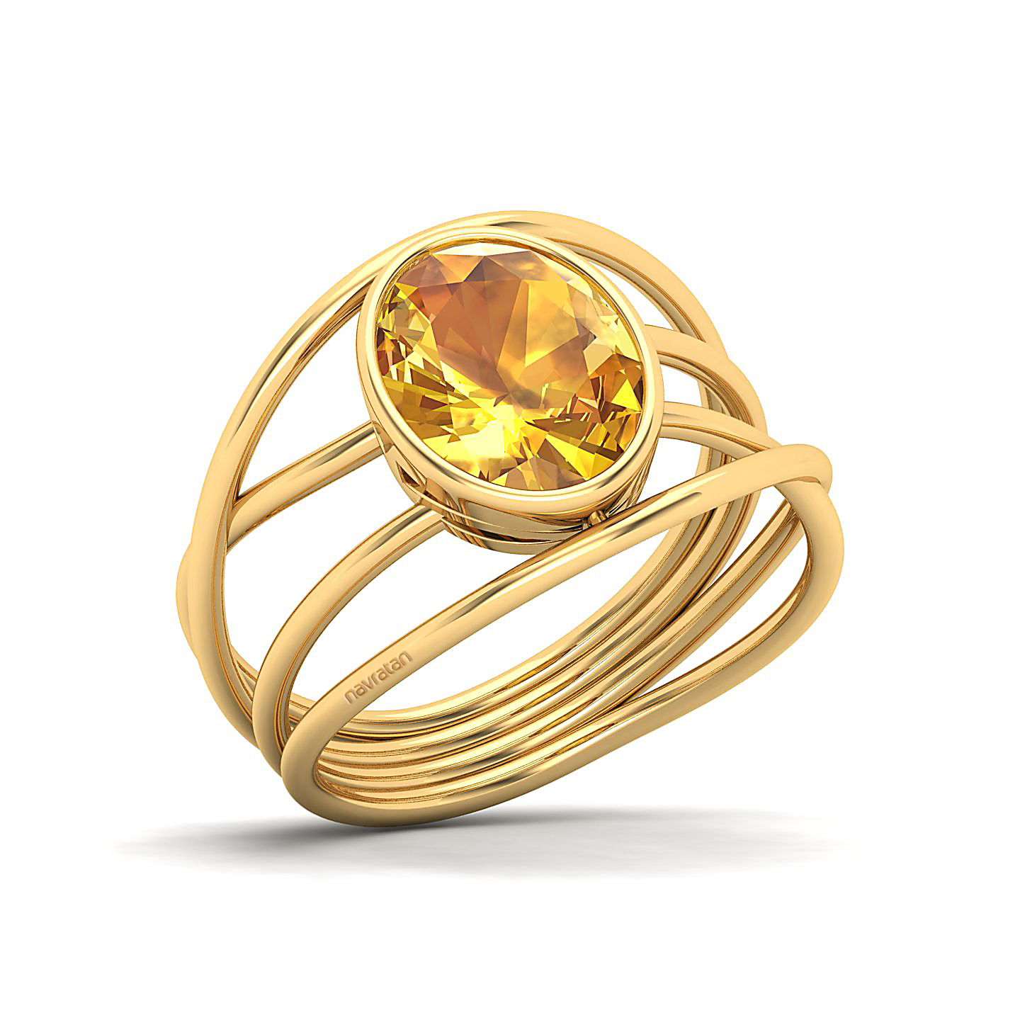 Twirling Yellow Sapphire Gold Ring