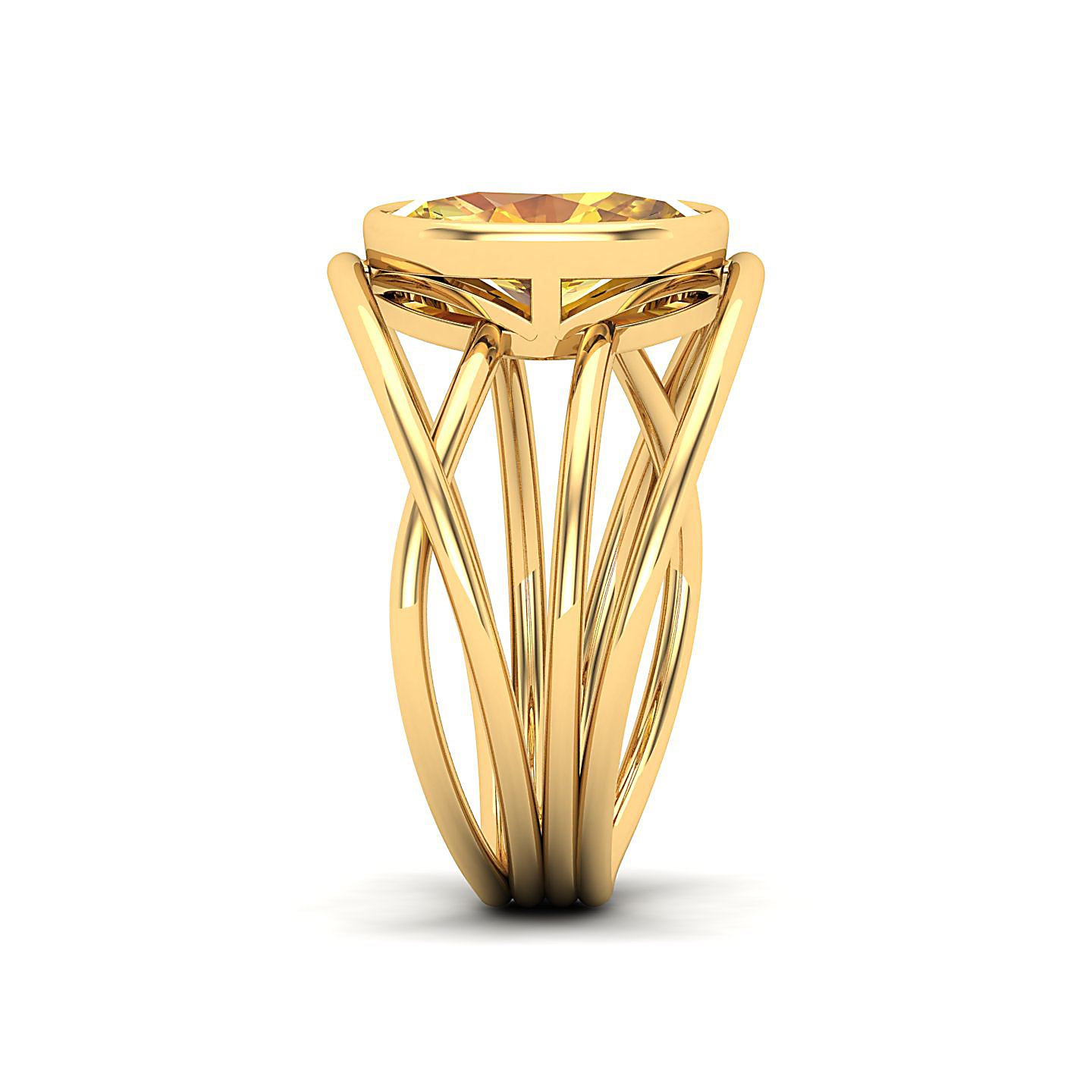 Twirling Yellow Sapphire Gold Ring