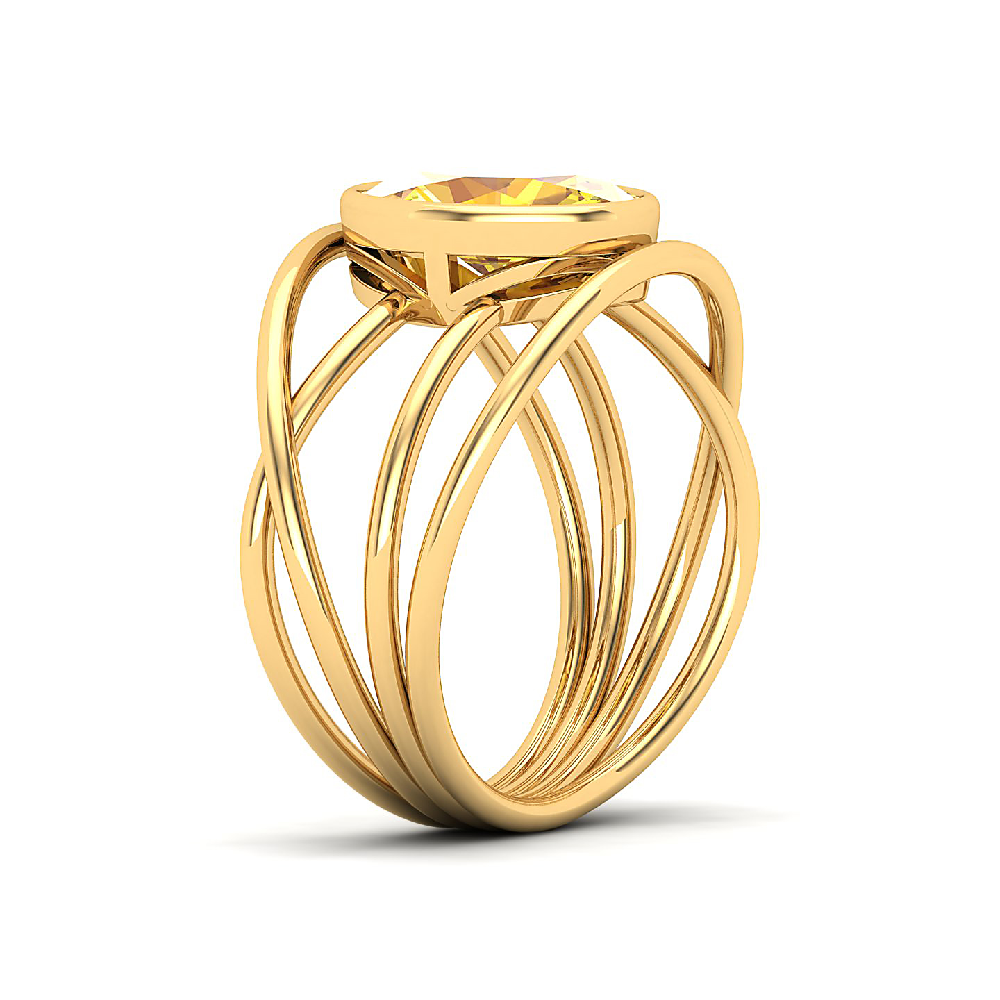 Twirling Yellow Sapphire Gold Ring