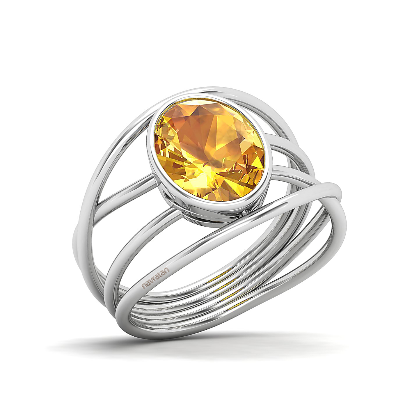 Twirling Yellow Sapphire Gold Ring