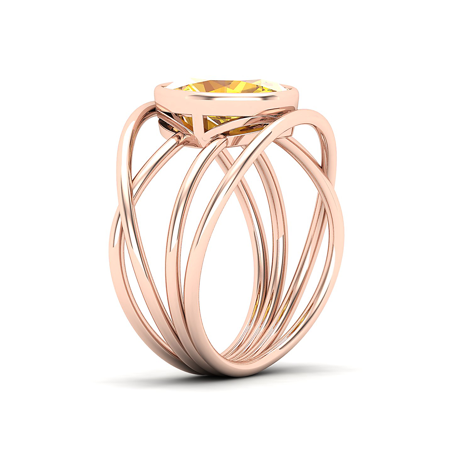 Twirling Yellow Sapphire Gold Ring