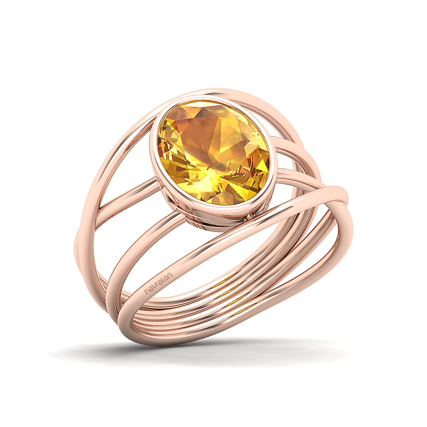 Twirling Yellow Sapphire Gold Ring