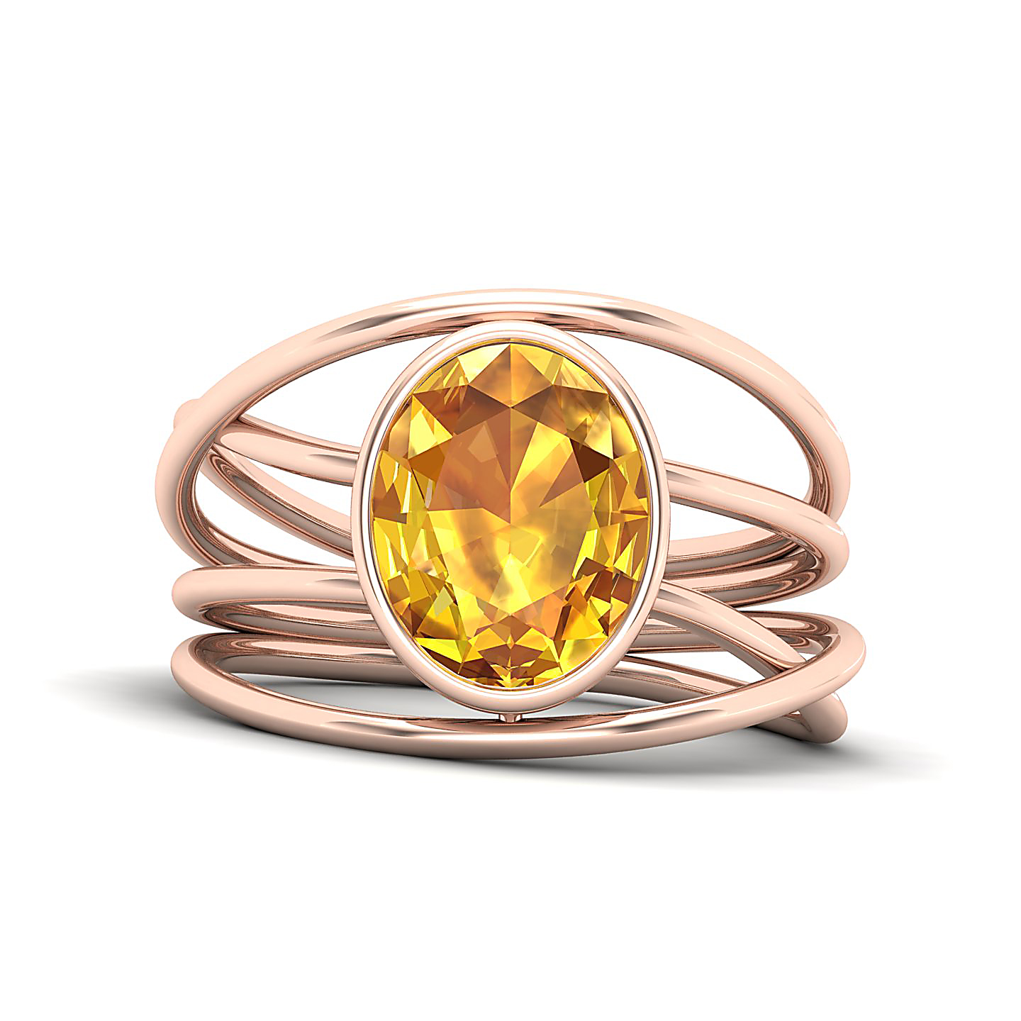 Twirling Yellow Sapphire Gold Ring