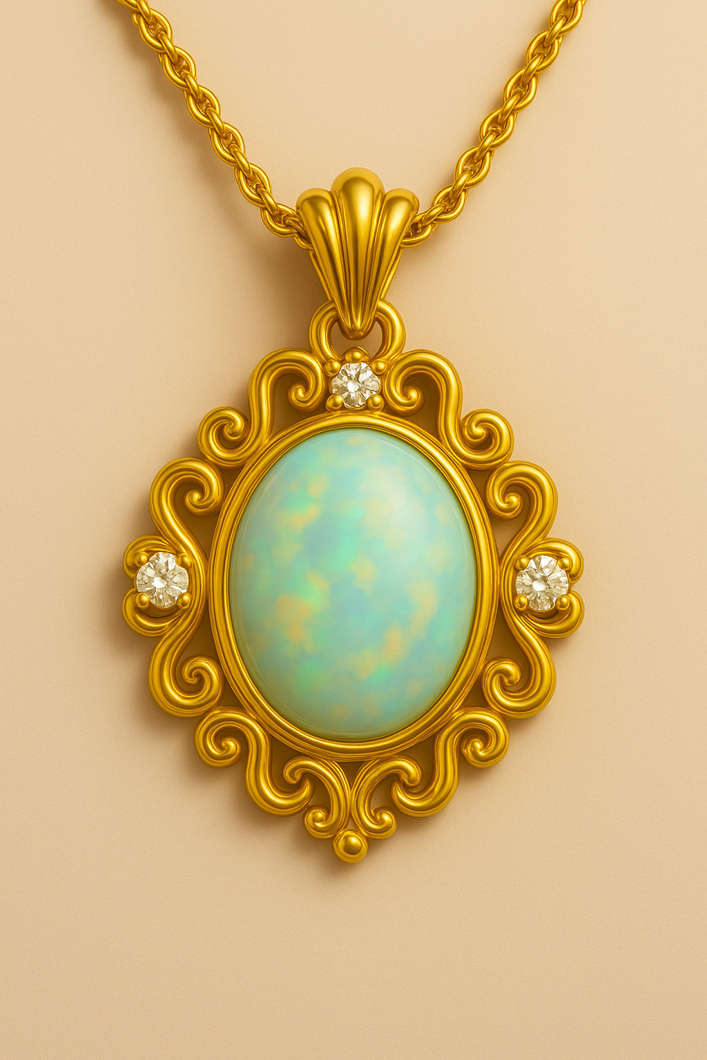 Vintage Halo Opal Pendant1