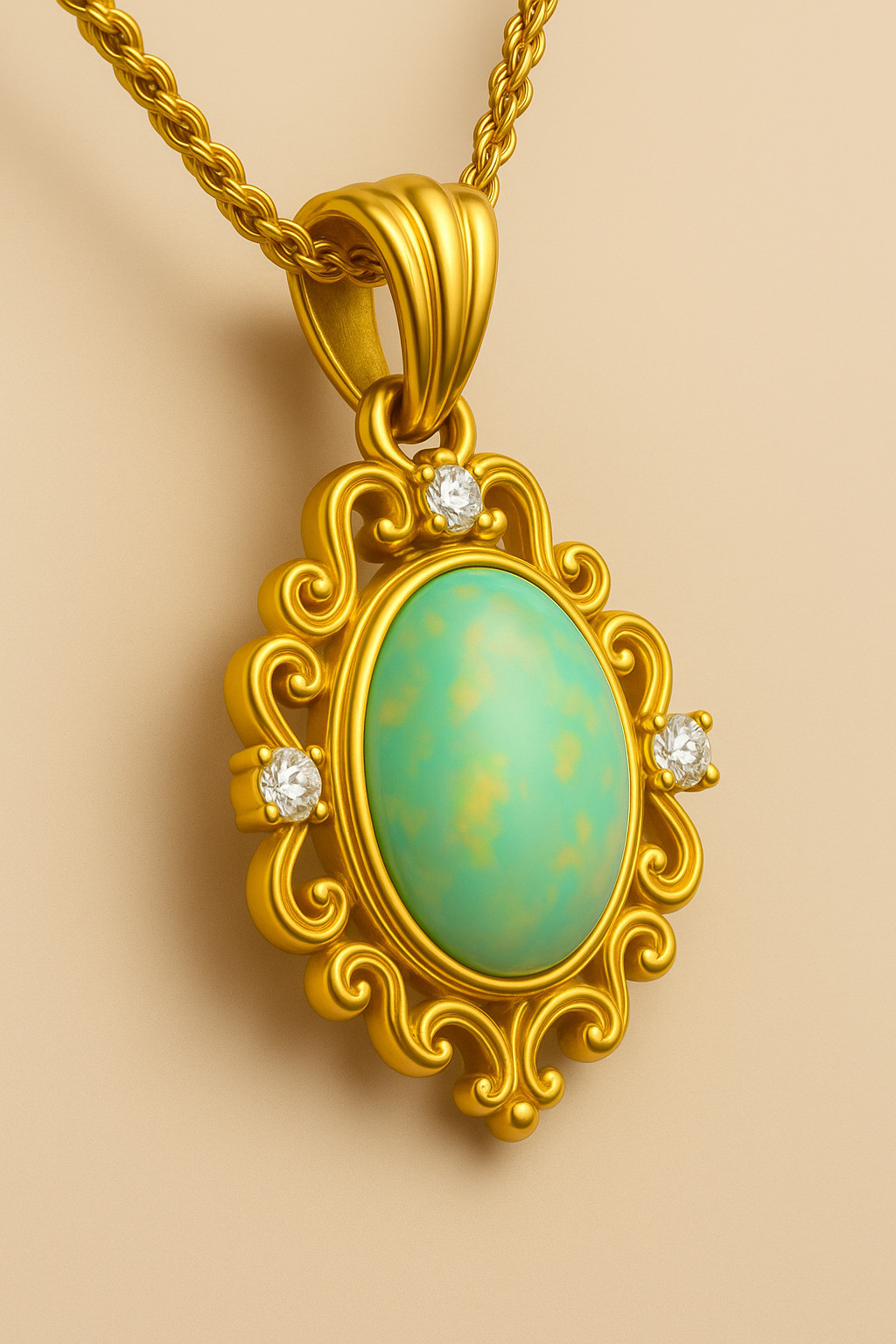 Vintage Halo Opal Pendant1