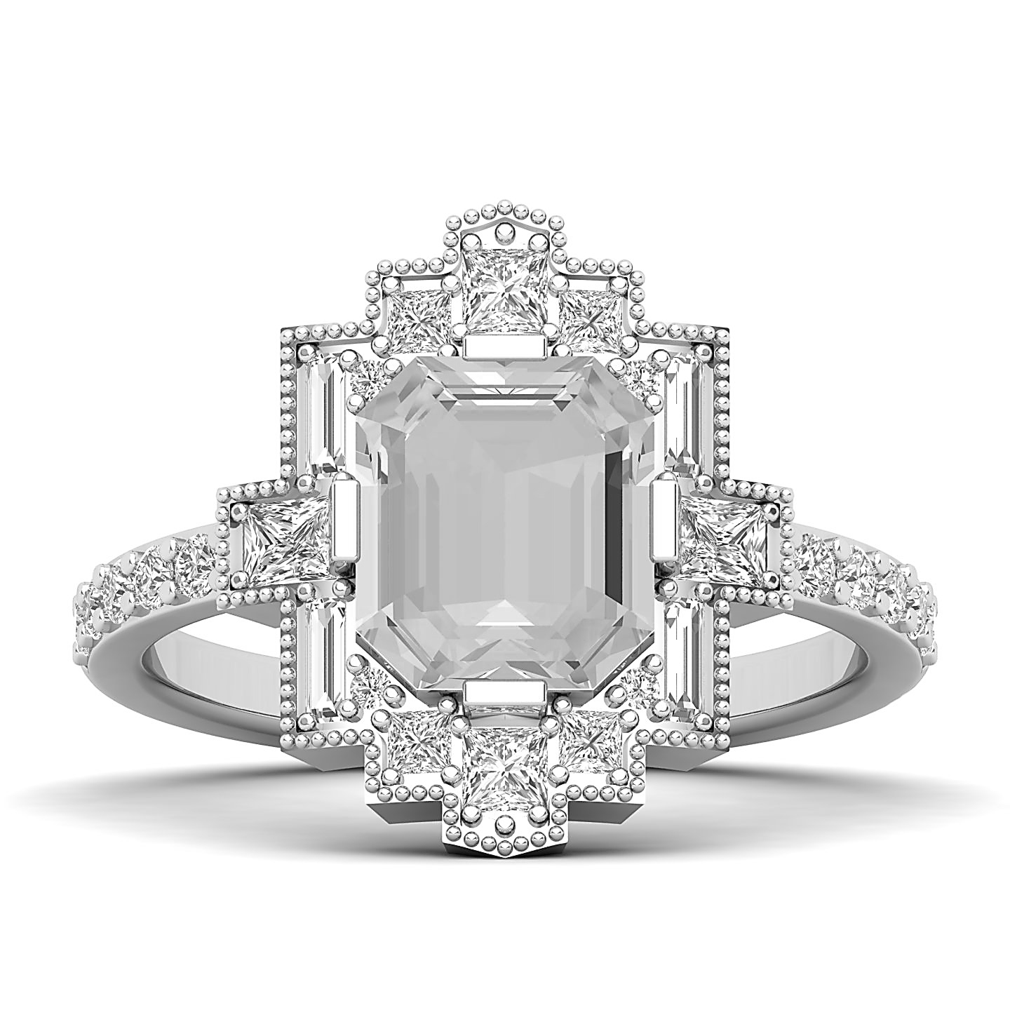 Vintage Inspired Exquisite White Sapphire Ring