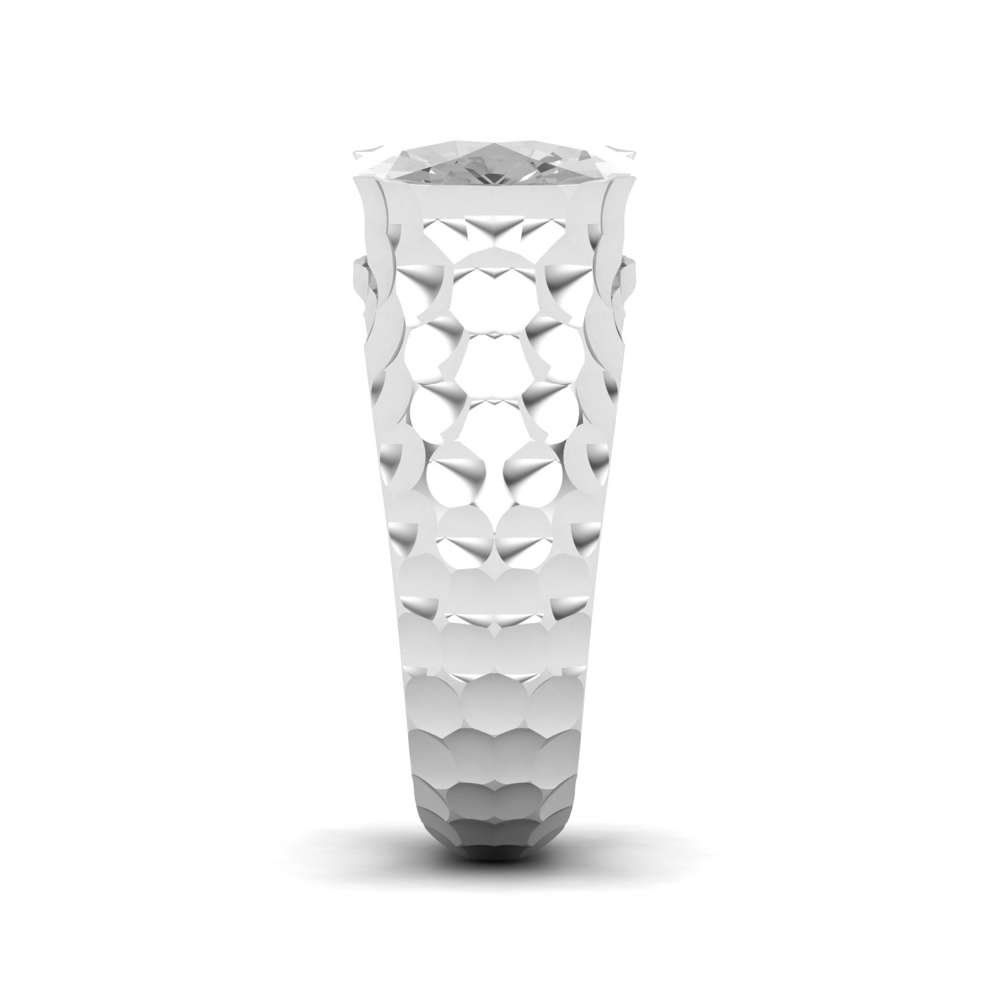 Wave Radiance Patterned Shank White Sapphire Ring