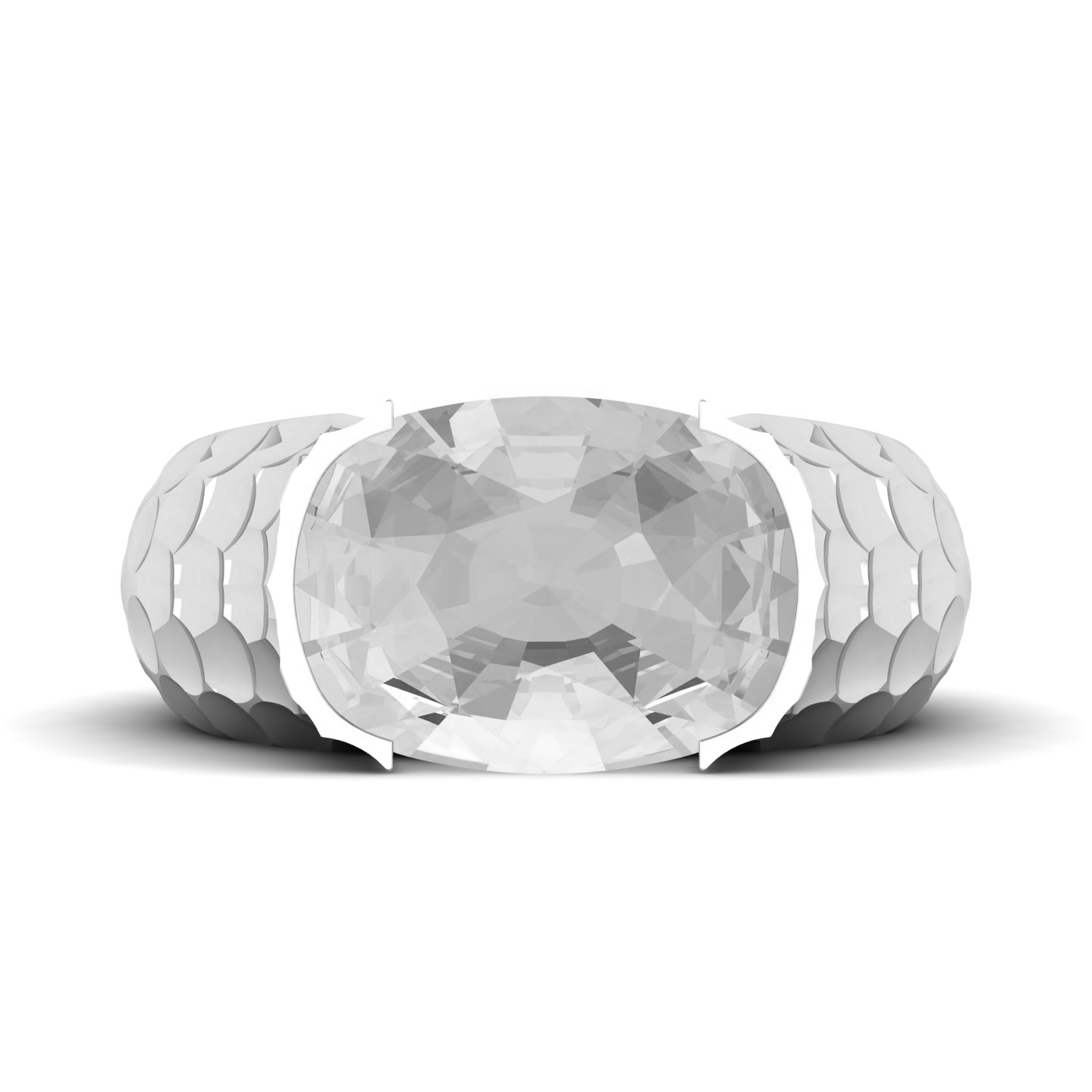 Wave Radiance Patterned Shank White Sapphire Ring
