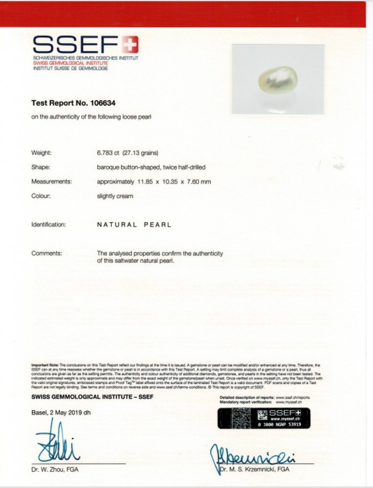 Pearl (Moti) - 6.78 Carat
