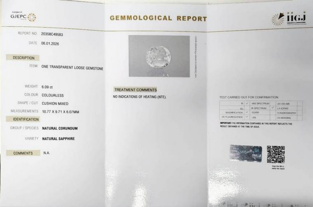 White Sapphire -  6.09 Carat