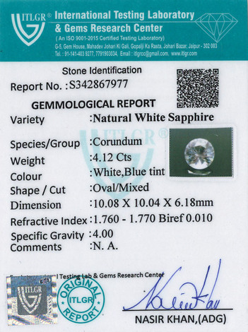 White Sapphire - 4.12 Carat