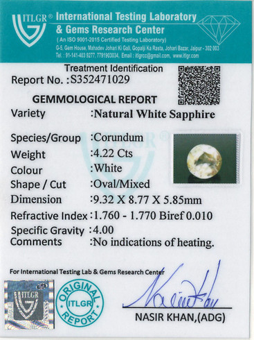 White Sapphire - 4.22 Carat