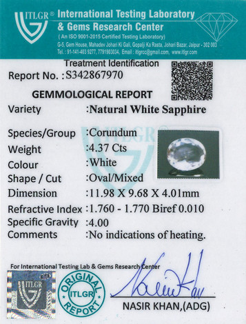 White Sapphire - 4.37 Carat
