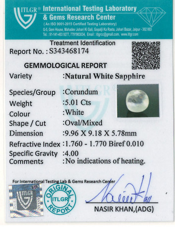 White Sapphire - 5.01 Carat
