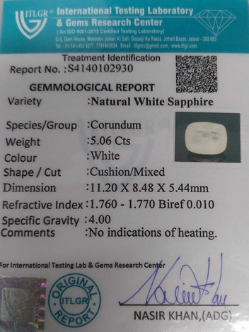 White Sapphire - 5.06 Carat