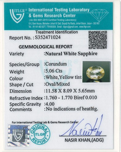 White Sapphire - 5.06 Carat