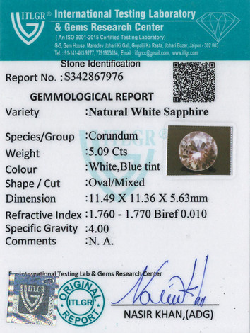White Sapphire - 5.09 Carat