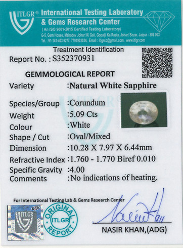 White Sapphire - 5.09 Carat